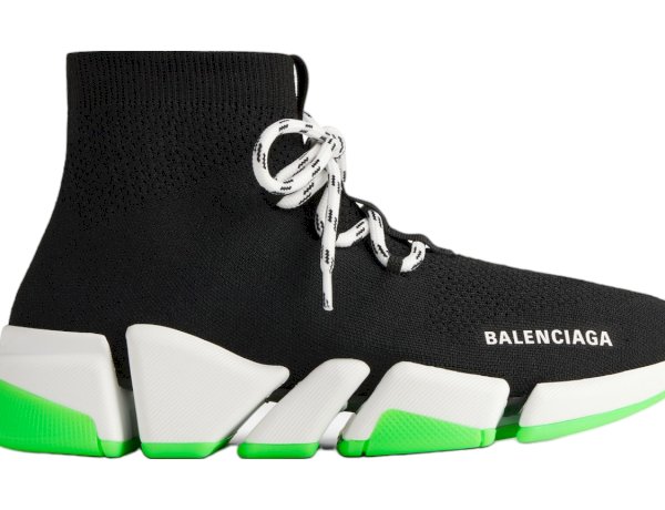 Balenciaga Speed 2.0 Lace-Up Recycled Knit Black/Green: Sustainable Luxury Meets Bold Design